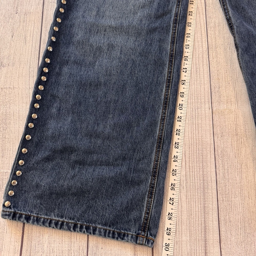 House of Harlow 1960 Studded Wide Leg Jeans Womens Size 6 Blue Denim Inseam 30" - Picture 5 of 10